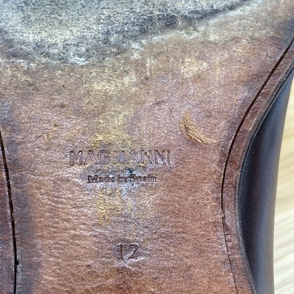 Magnanni Merrion Burnished Cognac Leather Derby Dress Shoes Size 12M Spain - Picture 12 of 14